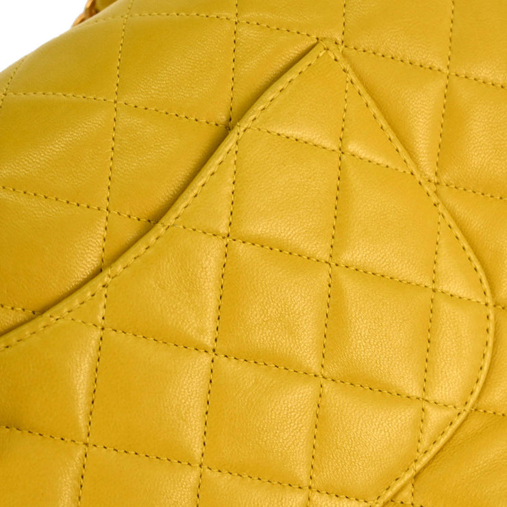 Chanel * 2000-2001 Yellow Lambskin Medium Classic Double Flap Shoulder Bag