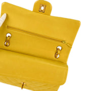 Chanel * Yellow Lambskin Medium Classic Double Flap Shoulder Bag