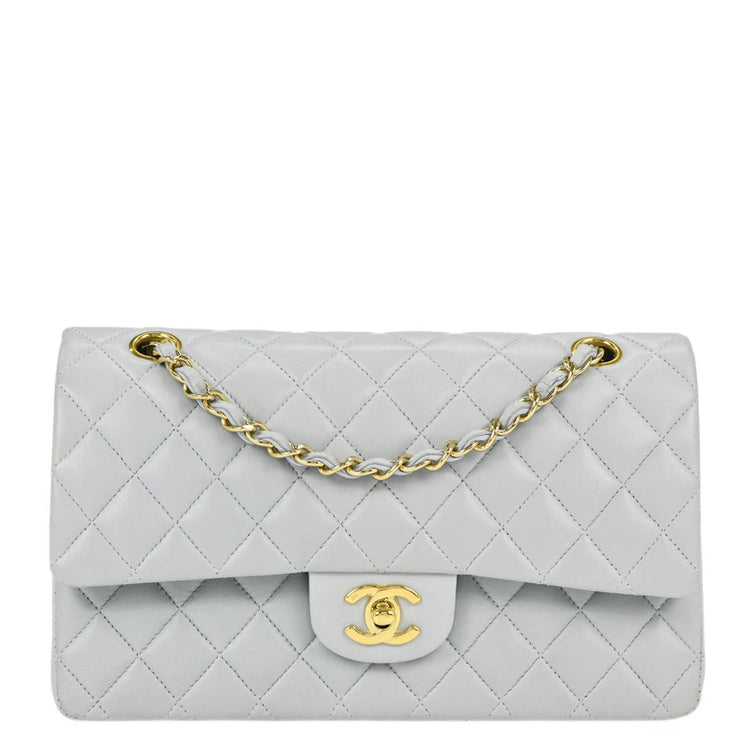 Chanel * Blue Lambskin Medium Classic Double Flap Shoulder Bag