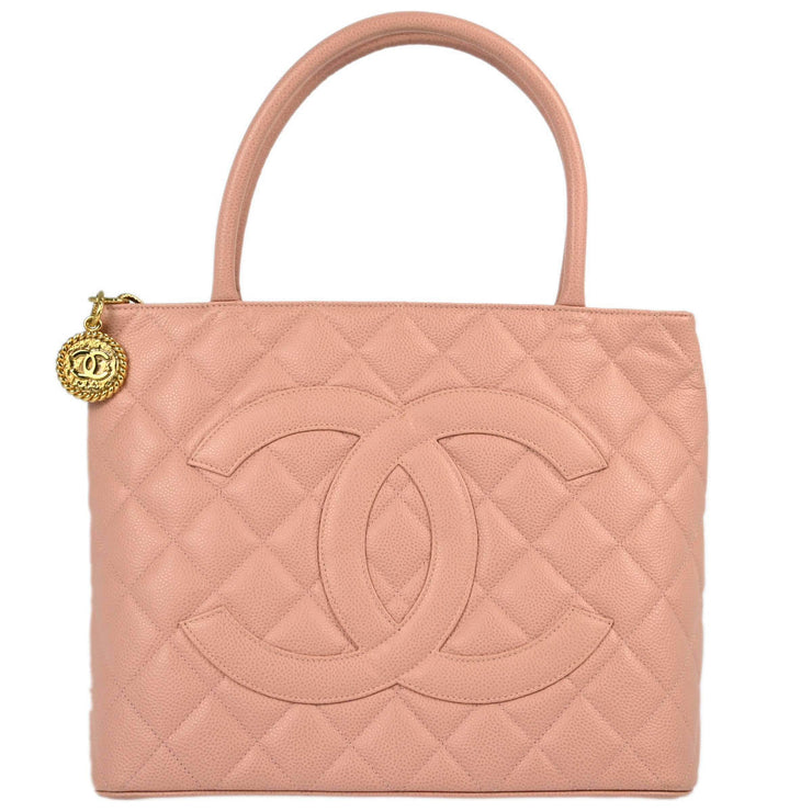 Chanel 2003-2004 Pink Caviar Medallion Tote Handbag