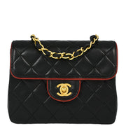 Chanel Black Lambskin Mini Classic Square Flap Shoulder Bag 17