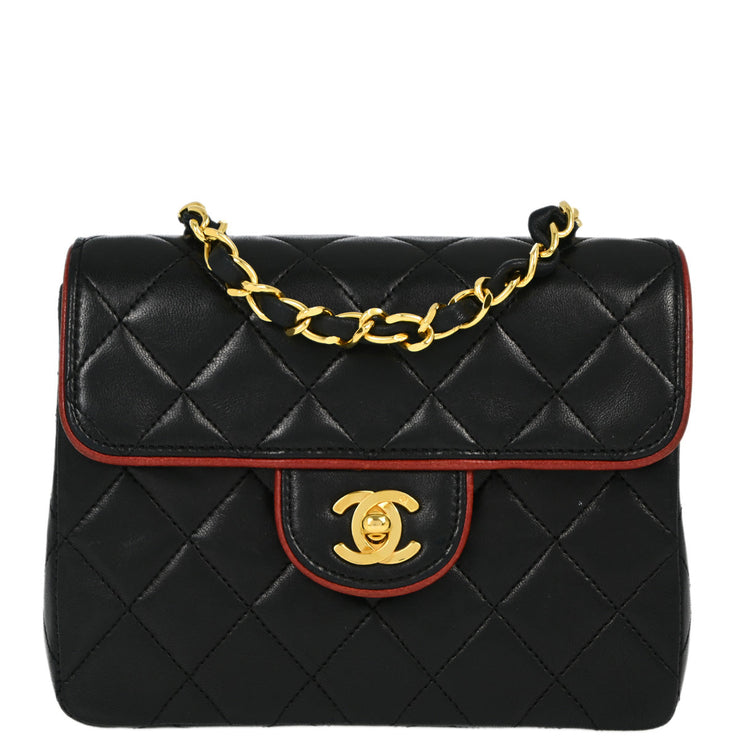 Chanel Black Lambskin Mini Classic Square Flap Shoulder Bag 17