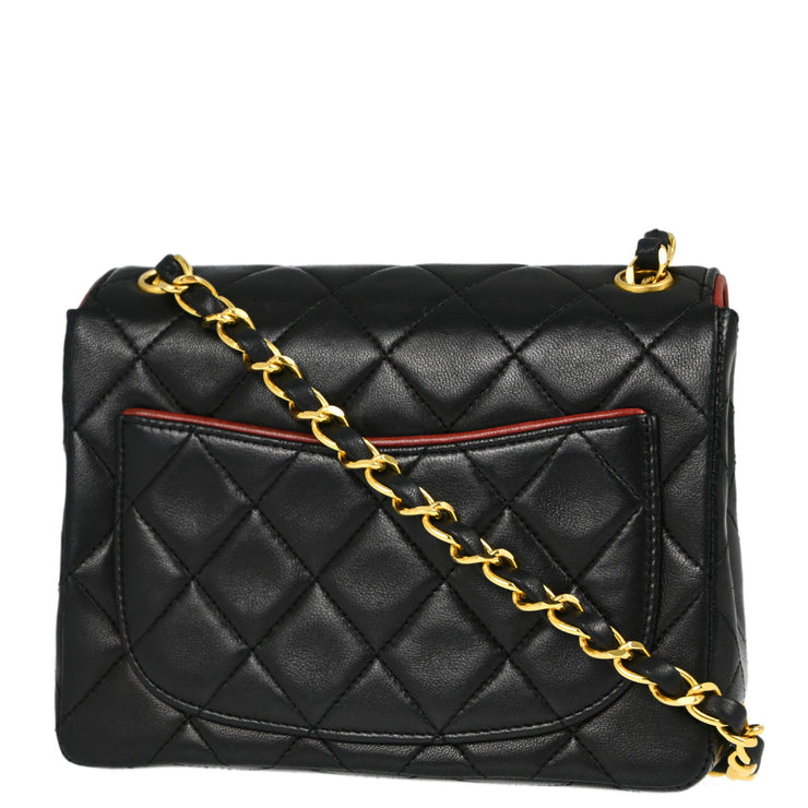 Chanel Black Lambskin Mini Classic Square Flap Shoulder Bag 17