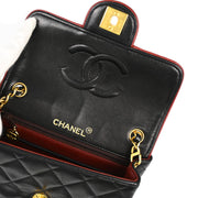 Chanel Black Lambskin Mini Classic Square Flap Shoulder Bag 17