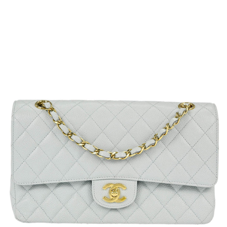 Chanel * Blue Caviar Medium Classic Double Flap Shoulder Bag