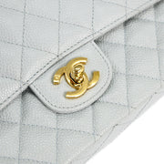 Chanel * Blue Caviar Medium Classic Double Flap Shoulder Bag