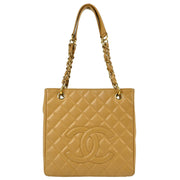 Chanel Beige Caviar Petite Shopping Tote PST Chain Handbag