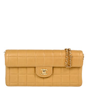 Chanel Beige Lambskin East West Choco Bar Chain Shoulder Bag