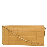 Chanel Beige Lambskin East West Choco Bar Chain Shoulder Bag