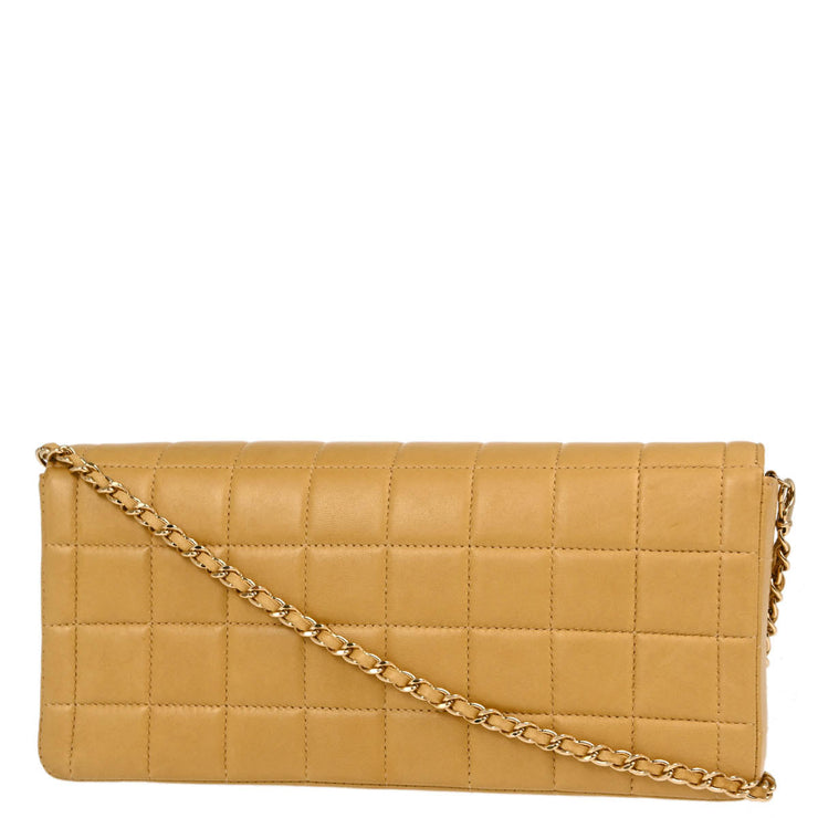 Chanel Beige Lambskin East West Choco Bar Chain Shoulder Bag