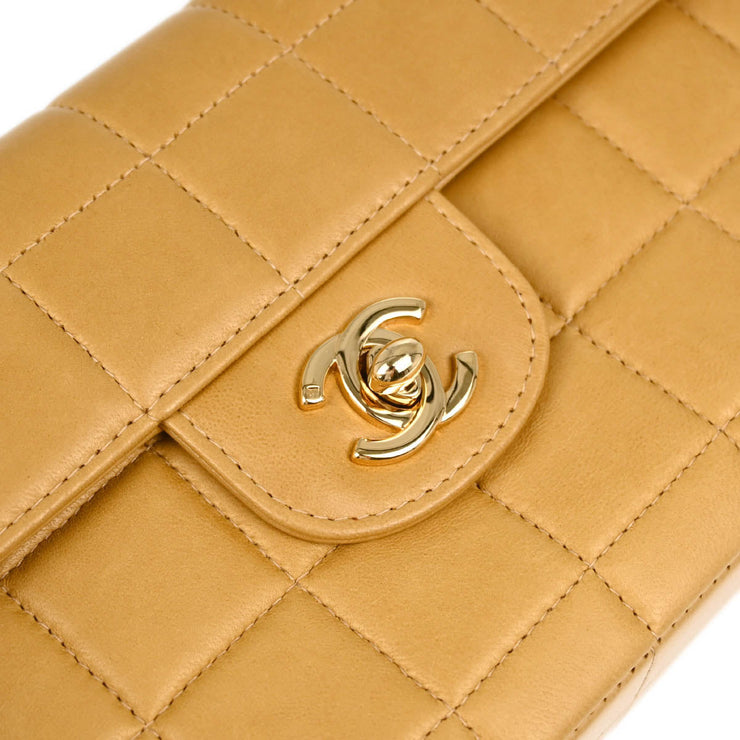 Chanel Beige Lambskin East West Choco Bar Chain Shoulder Bag