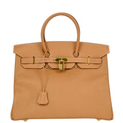 Hermes 1999 Natural Courchevel Birkin 35 Handbag