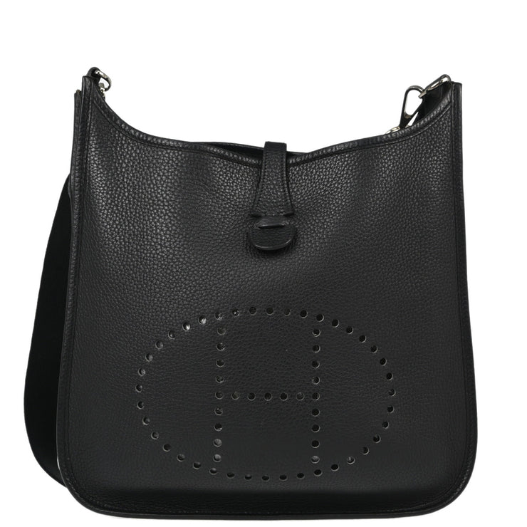 Hermes 2006 Black Taurillon Clemence Evelyne 2 29 PM Shoulder Bag