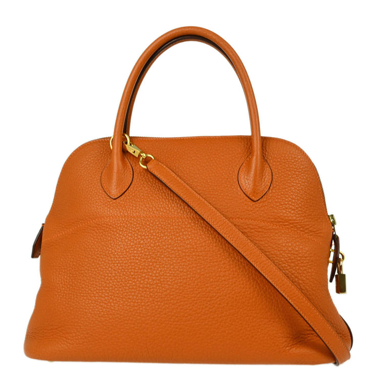 Hermes 2006 Orange Taurillon Clemence Bolide 31 2way Shoulder Handbag