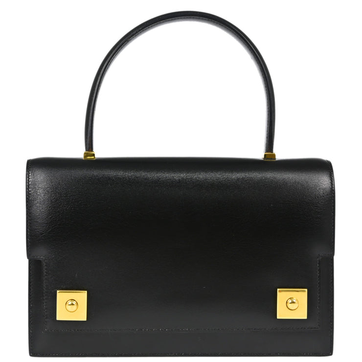 Hermes 1991 Black Box Calf Piano Handbag