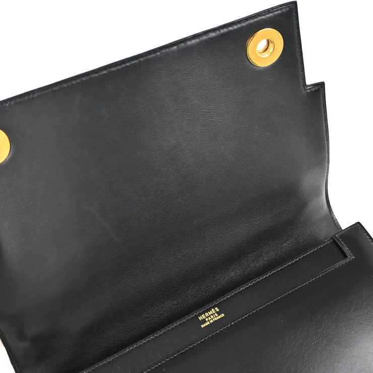 Hermes 1991 Black Box Calf Piano Handbag