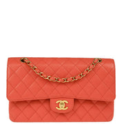 Chanel 2003-2004 Orange Caviar Medium Classic Double Flap Shoulder Bag