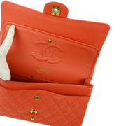 Chanel 2003-2004 Orange Caviar Medium Classic Double Flap Shoulder Bag