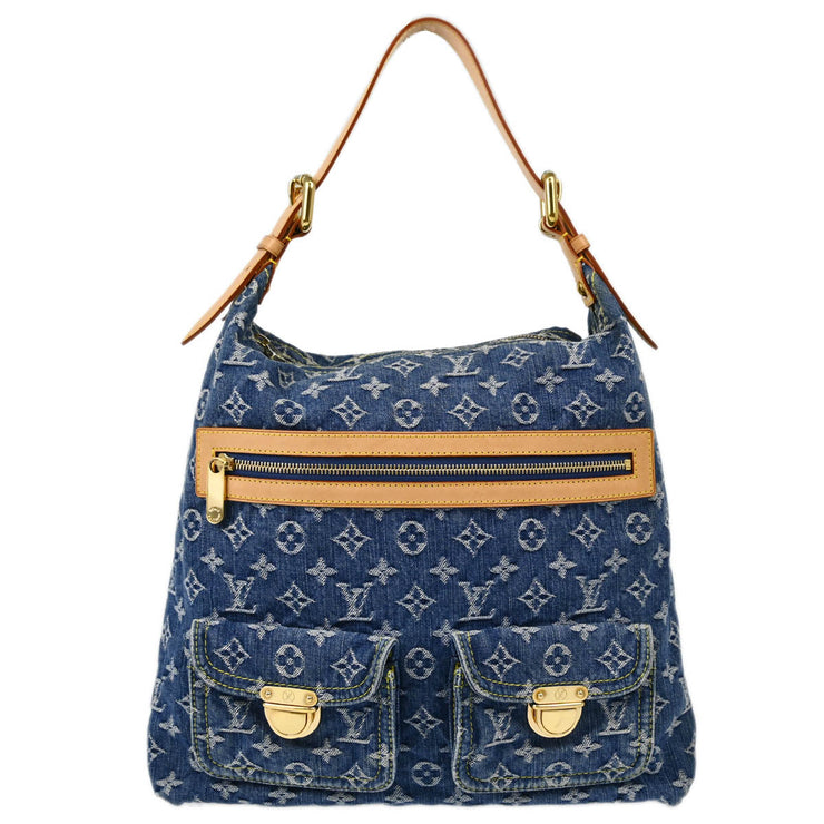 Louis Vuitton 2005 Blue Monogram Denim Baggy GM Shoulder Bag M95048