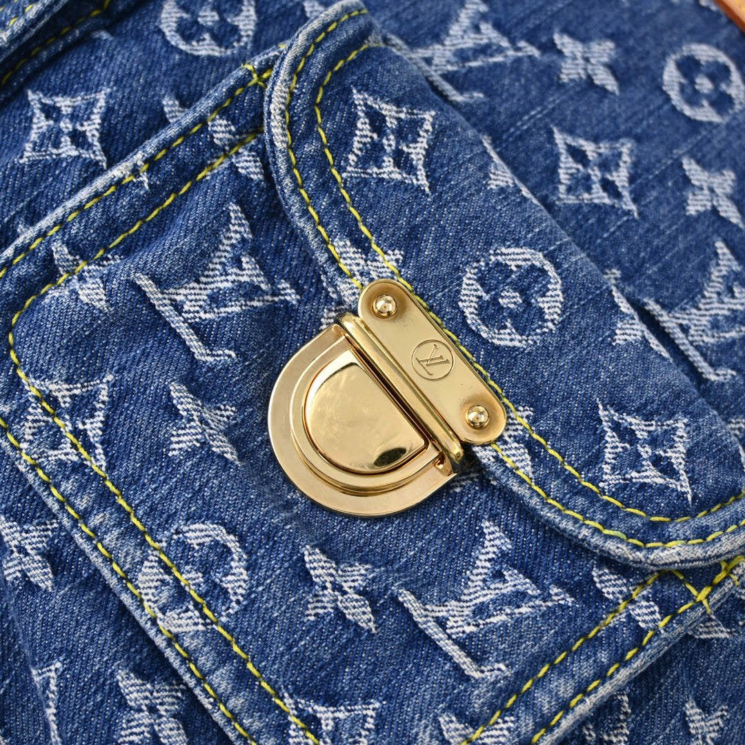 Louis Vuitton 2005 Blue Monogram Denim Baggy GM Shoulder Bag Louis Vuitton 2005 Blue Monogram Denim Baggy GM Shoulder Bag
