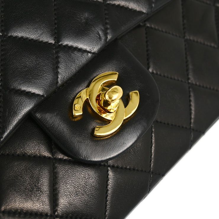 Chanel 1996-1997 Black Lambskin Small Classic Double Flap Shoulder Bag