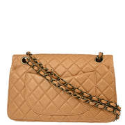 Chanel 2009-2010 Beige Lambskin Small Classic Double Flap Shoulder Bag