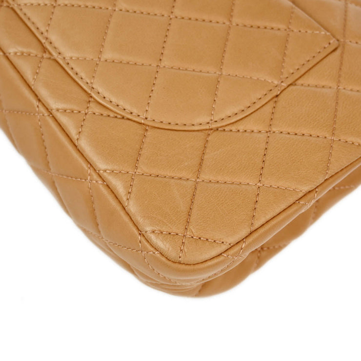 Chanel 2009-2010 Beige Lambskin Small Classic Double Flap Shoulder Bag