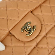 Chanel 2009-2010 Beige Lambskin Small Classic Double Flap Shoulder Bag