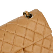 Chanel 2009-2010 Beige Lambskin Small Classic Double Flap Shoulder Bag