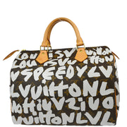 Louis Vuitton 2001 White Monogram Graffiti Speedy 30 Handbag M92195