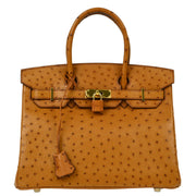 Hermes * 2005 Cognac Ostrich Birkin 30 Handbag