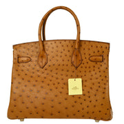 Hermes * 2005 Cognac Ostrich Birkin 30 Handbag