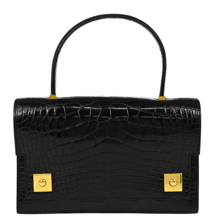 Hermes * 1991 Black Crocodile Alligator Piano Handbag