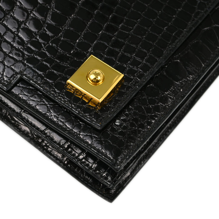 Hermes * 1991 Black Crocodile Alligator Piano Handbag