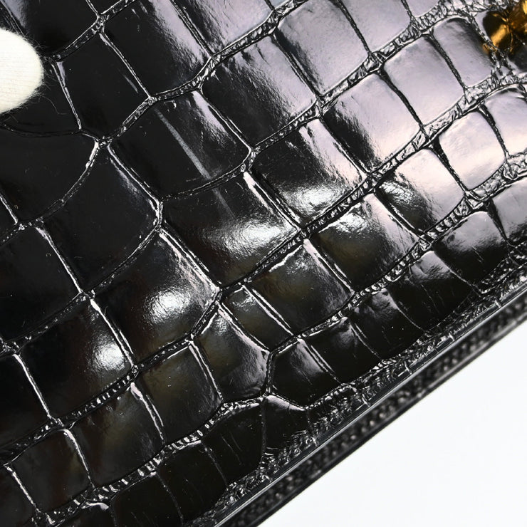 Hermes * 1991 Black Crocodile Alligator Piano Handbag