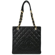 Chanel 2004-2005 Black Caviar Petite Shopping Tote PST Chain Handbag