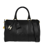 Chanel 1994-1996 Black Caviar 2way Duffle Shoulder Handbag