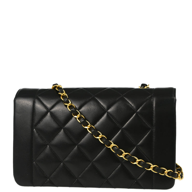 Chanel 1996-1997 Black Lambskin Small Diana Shoulder Bag