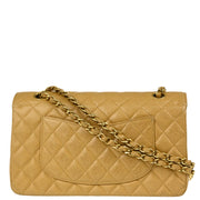 Chanel 2002-2003 Beige Caviar Medium Classic Double Flap Shoulder Bag