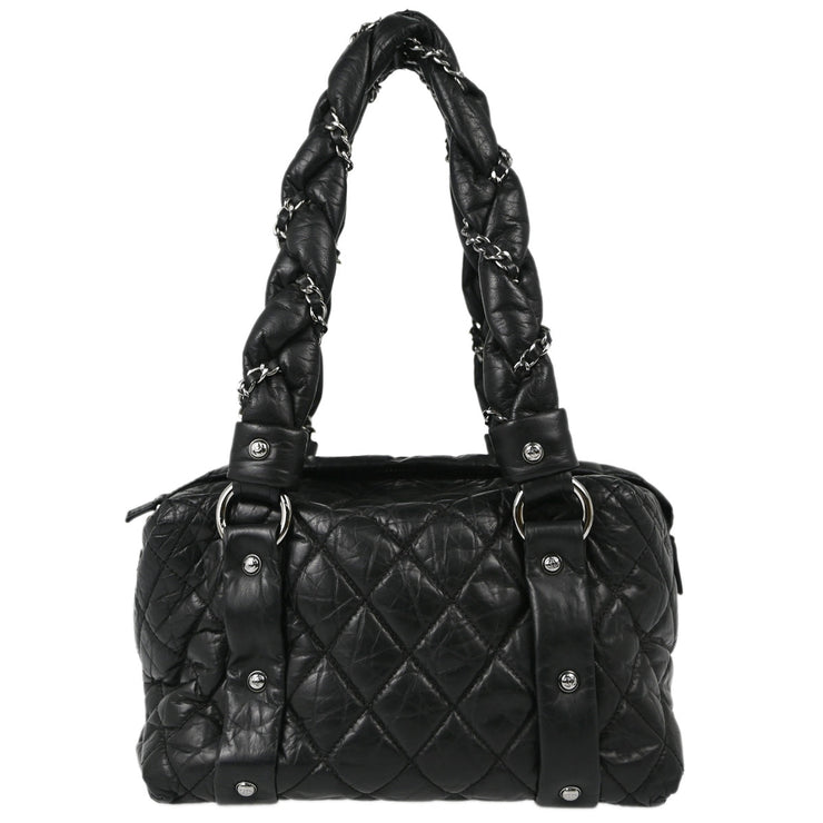 Chanel 2005-2006 Black Calfskin Bubble Quilt Handbag