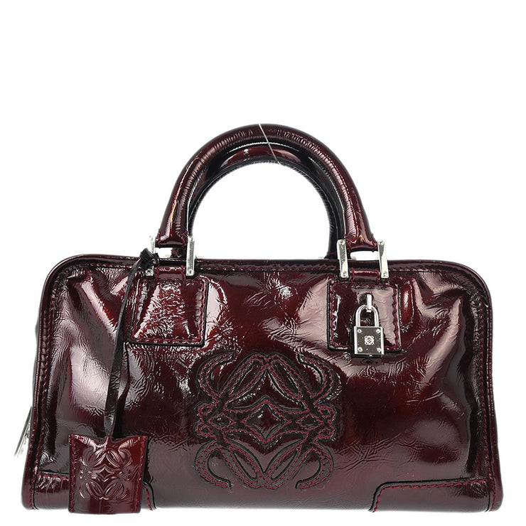 Loewe Bordeaux Patent Leather Amazona 28 Handbag