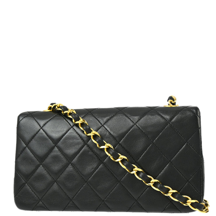 Chanel Black Lambskin Turnlock Mini Full Flap Shoulder Bag