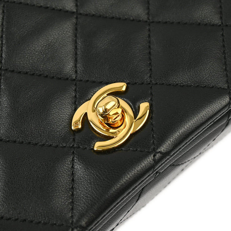 Chanel Black Lambskin Turnlock Mini Full Flap Shoulder Bag