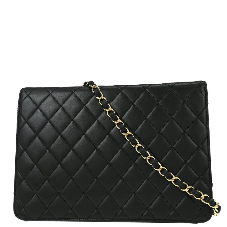 Chanel 2009-2010 Black Lambskin Turnlock Small Half Flap Shoulder Bag