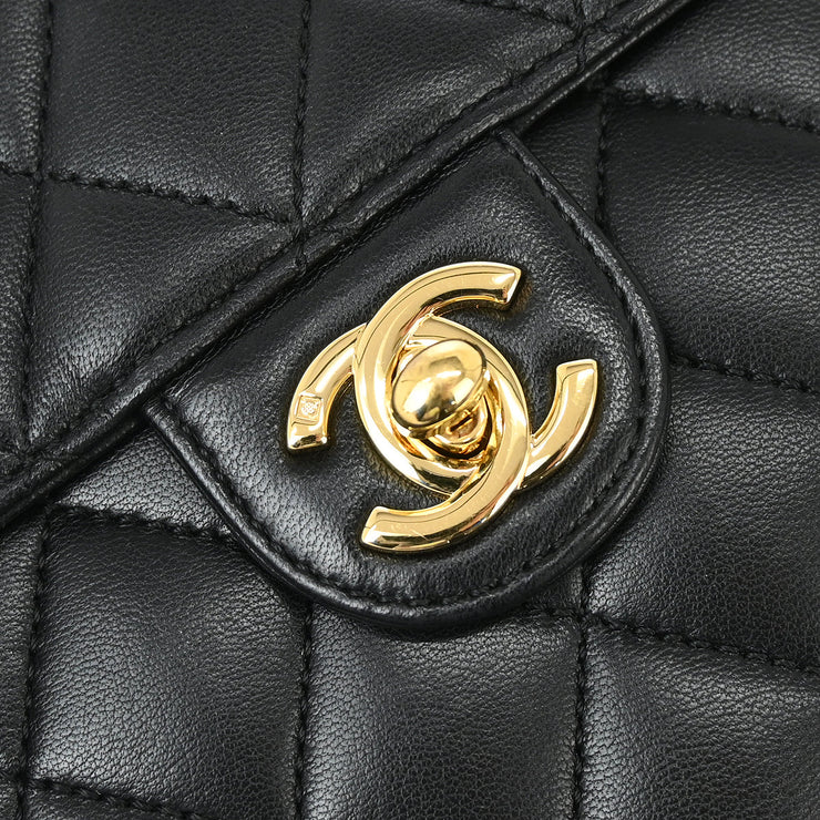 Chanel 2009-2010 Black Lambskin Turnlock Small Half Flap Shoulder Bag