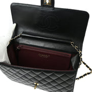 Chanel 2009-2010 Black Lambskin Turnlock Small Half Flap Shoulder Bag