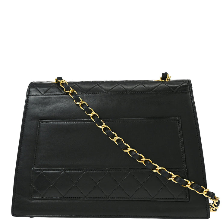 Chanel Black Lambskin Single Flap Shoulder Bag