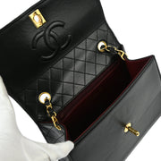 Chanel Black Lambskin Single Flap Shoulder Bag