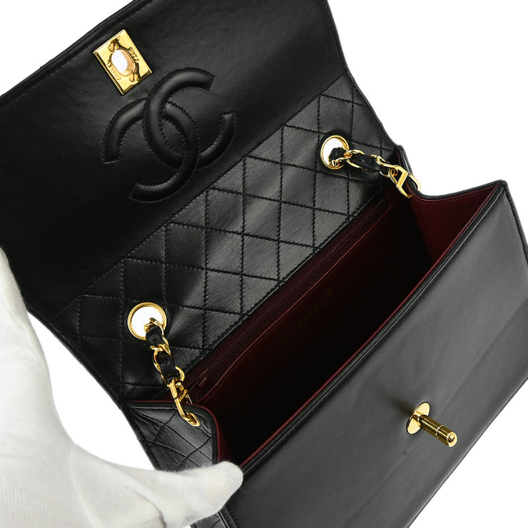 Chanel Black Lambskin Single Flap Shoulder Bag