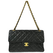 Chanel 1994-1996 Black Lambskin Double Sided Classic Flap Shoulder Bag